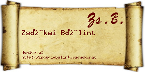 Zsákai Bálint névjegykártya